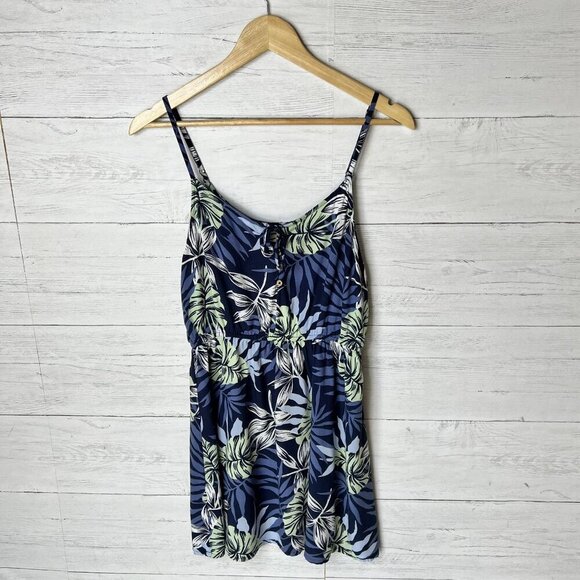 Roxy Dress Juniors Size Medium Blue & Green Everything Is Fine Strappy Mini - Picture 4 of 16